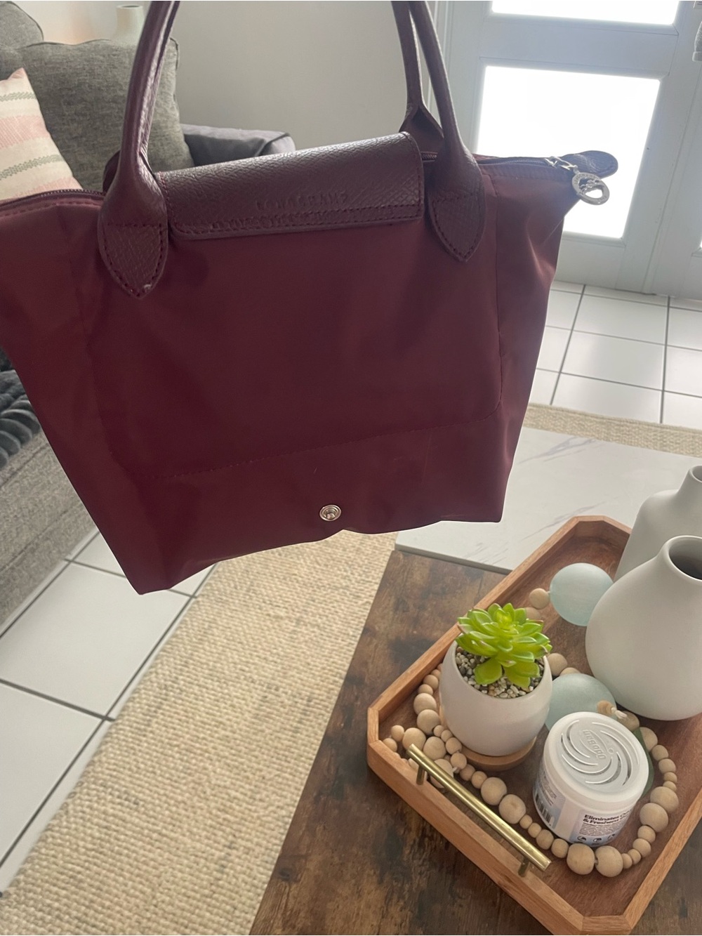 Longchamp Burgundy Tote Bag S with Top Handles - Picture 3 of 3